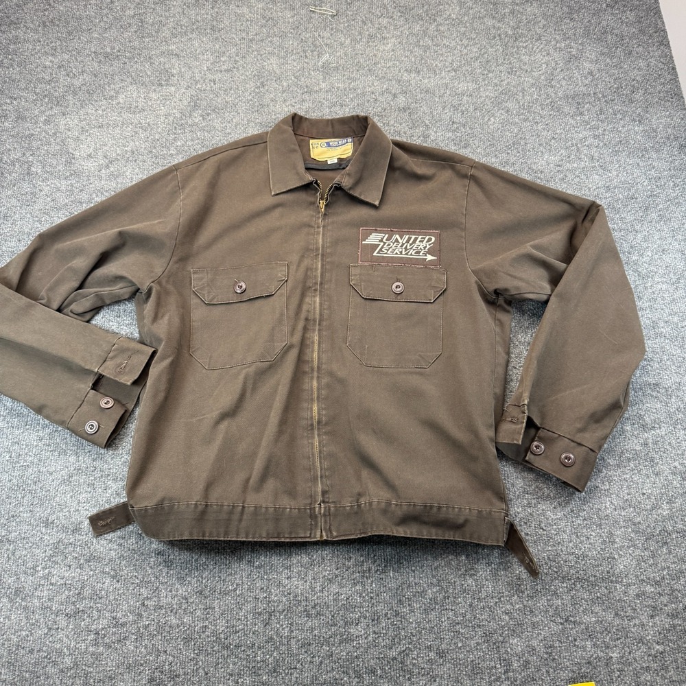 Vintage UDS Work Wear Corp Jacket Mens M Brown United Delivery Service Full Zip
